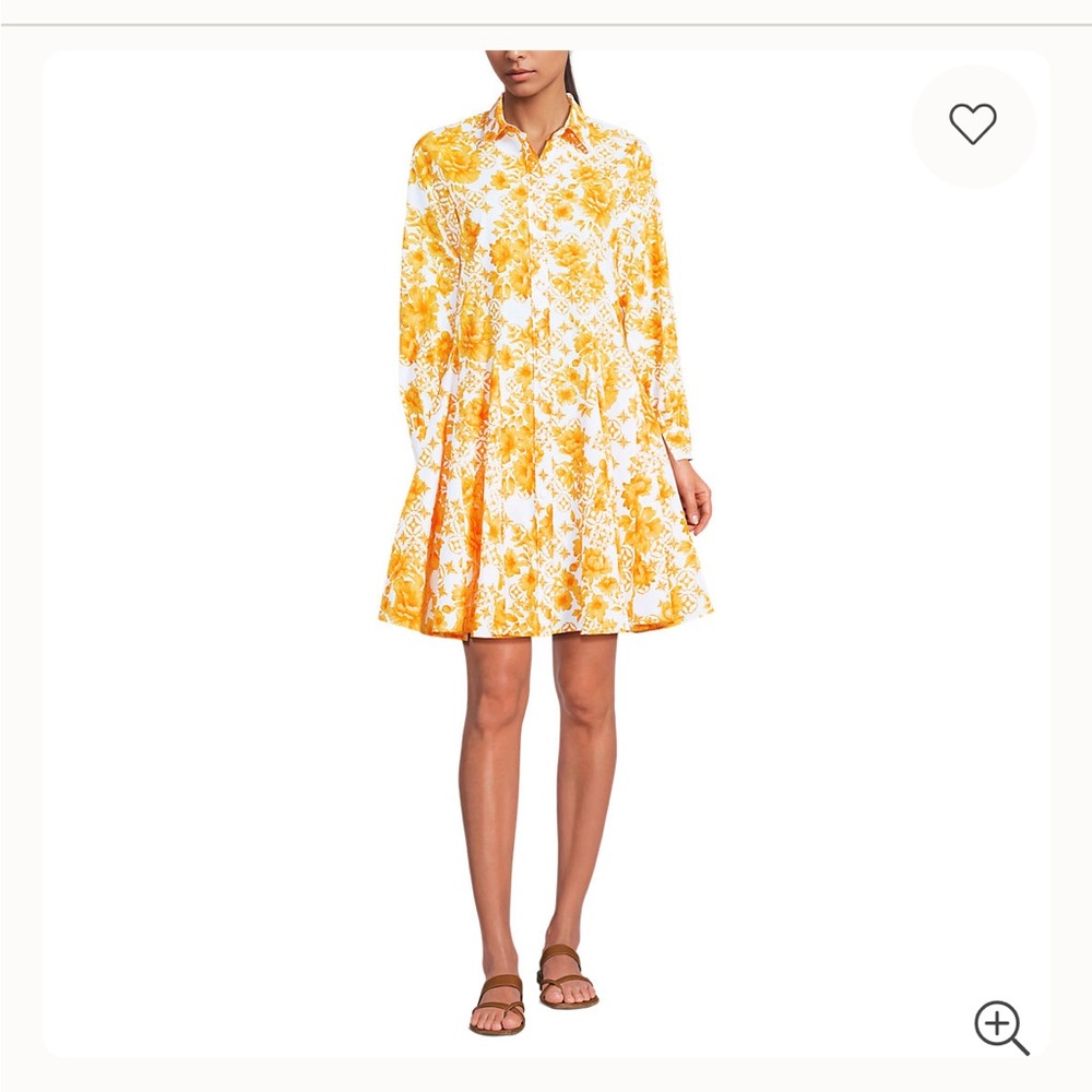NEW Lands’ End Women’s Poplin Button Front Dress with Godets - Picture 5 of 9